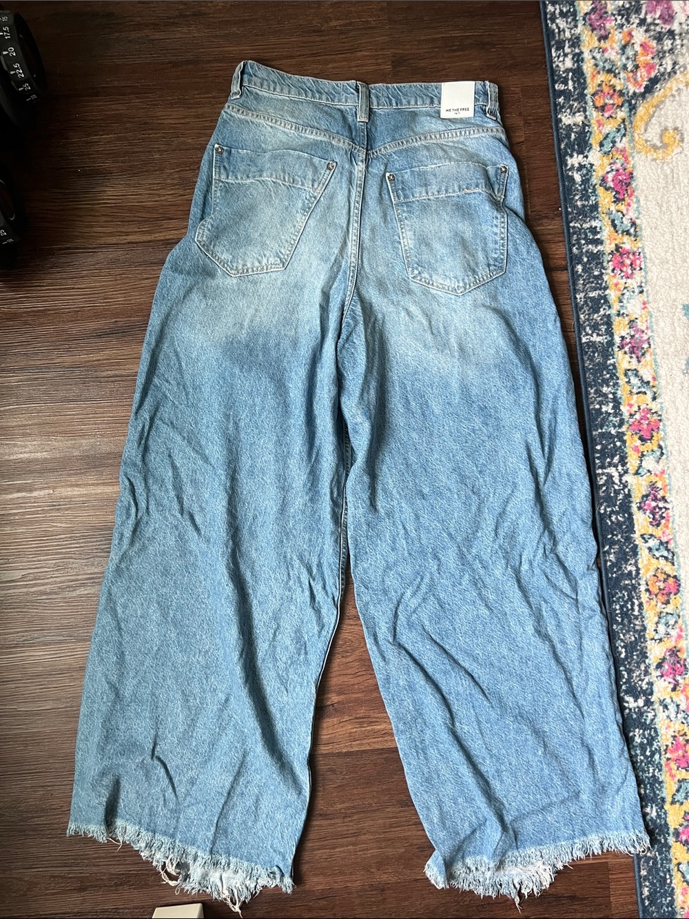 Free People Old West Light Blue Wide-Leg Flare Jeans - Picture 3 of 6